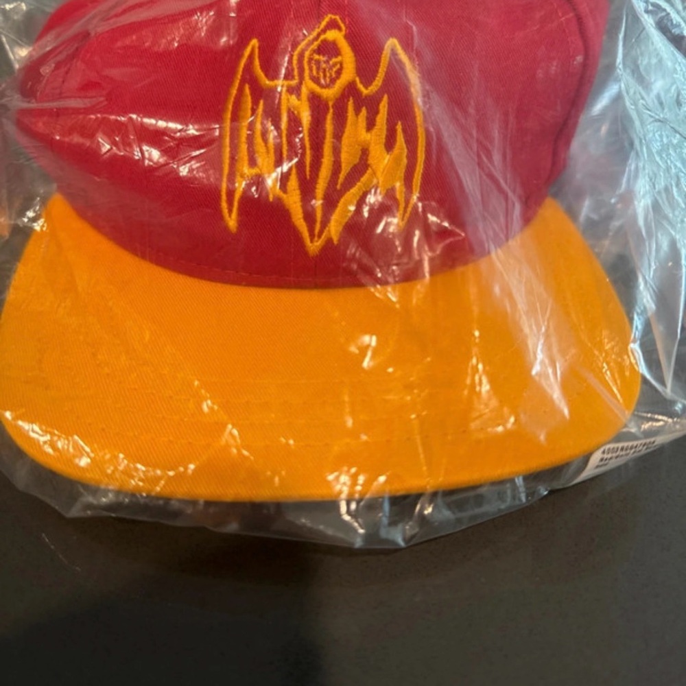 Men's Red and Orange Two-Tone Embroidered Baseball Cap